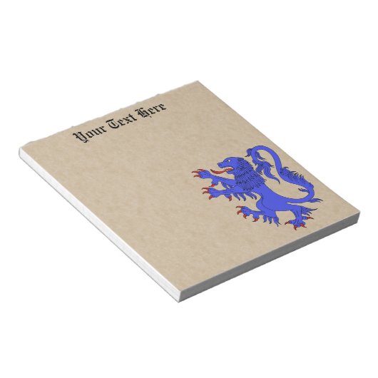 Lion Rampant Azure Notitieblok (Schuin)