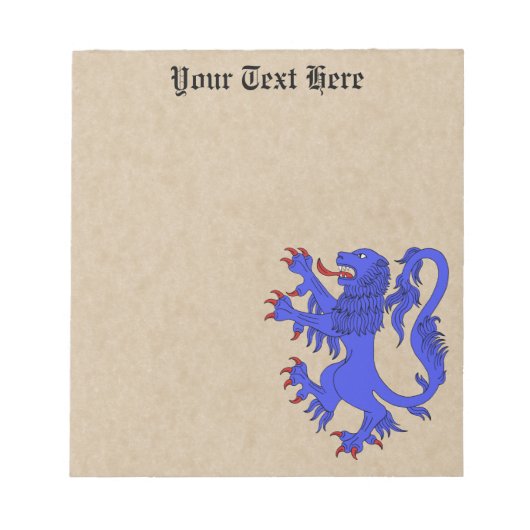 Lion Rampant Azure Notitieblok (Voorkant)