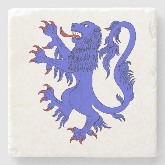 Lion Rampant Azure Stenen Onderzetter (Voorkant)