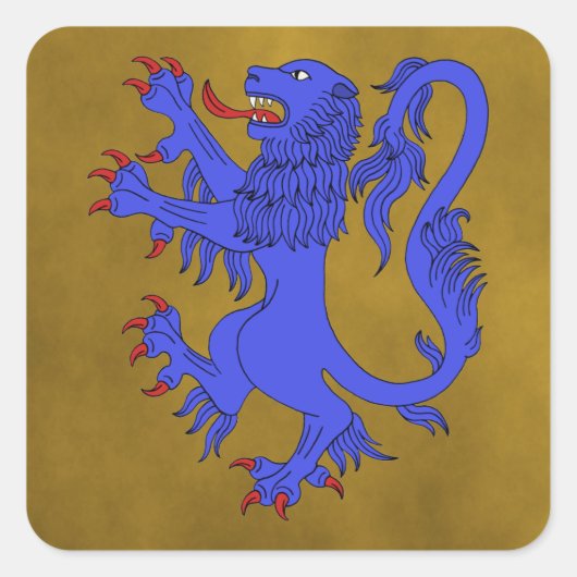 Lion Rampant Azure Vierkante Sticker (Voorkant)