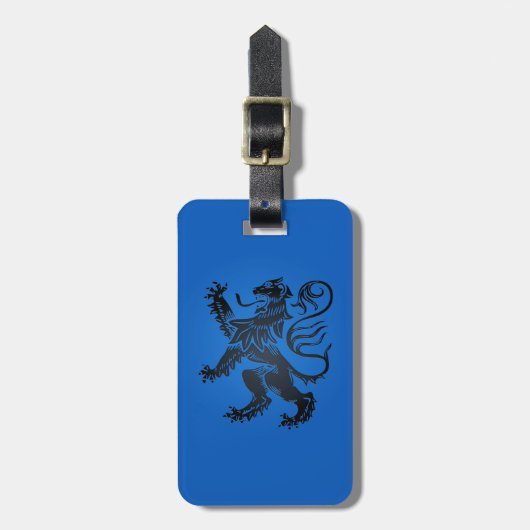 Lion Rampant Design, Intrict Blue en Black Bagagelabel (Voorkant verticaal)
