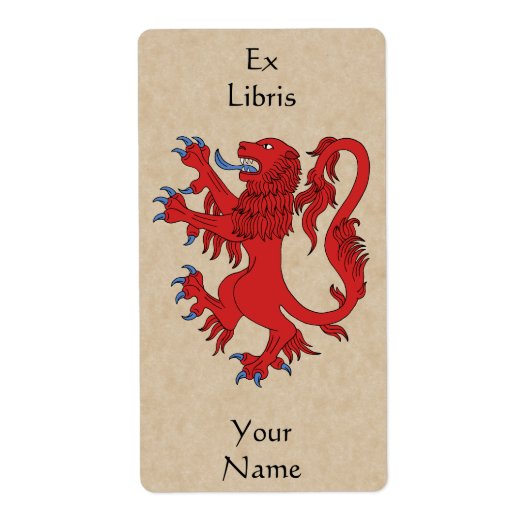 Lion Rampant Gules Bookplaat Etiket (Voorkant)