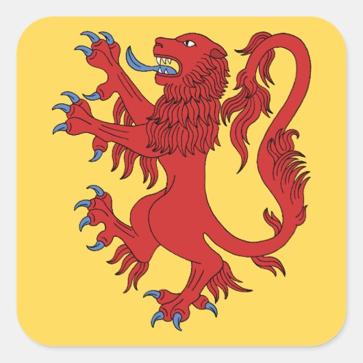 Lion Rampant Gules Vierkante Sticker (Voorkant)