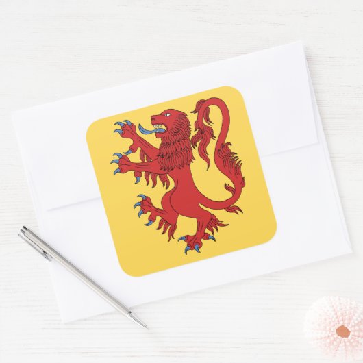 Lion Rampant Gules Vierkante Sticker (Envelop)