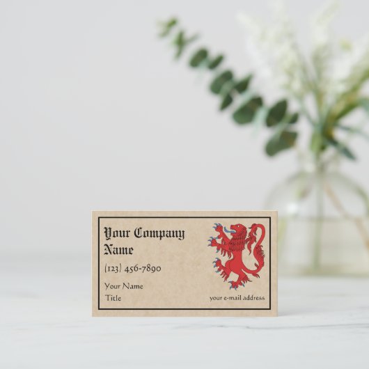 Lion Rampant Gules Visitekaartje (Staand voorkant)
