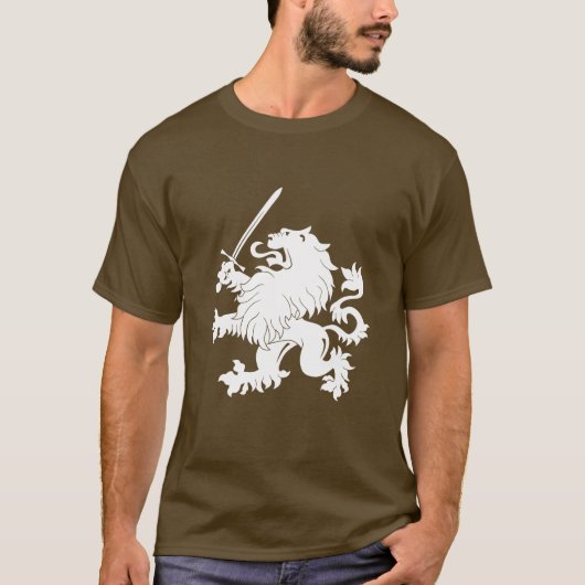 Lion Rampant met Sword Heraldry T-Shirt (Voorkant)