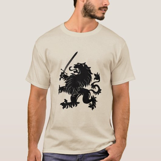 Lion Rampant met Sword Heraldry T-Shirt (Voorkant)