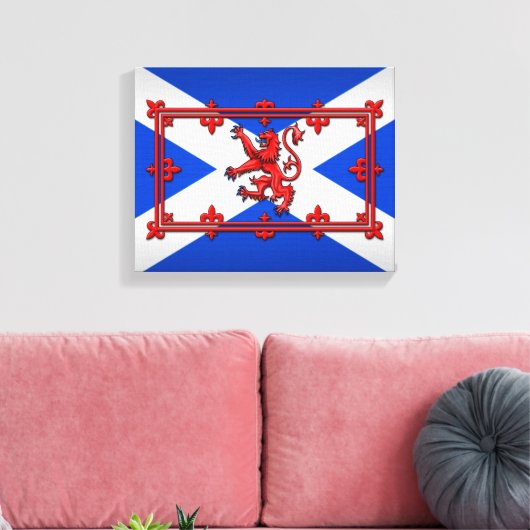 Lion Rampant op de Schotse vlag Canvas Afdruk (Insitu (Woonkamer))