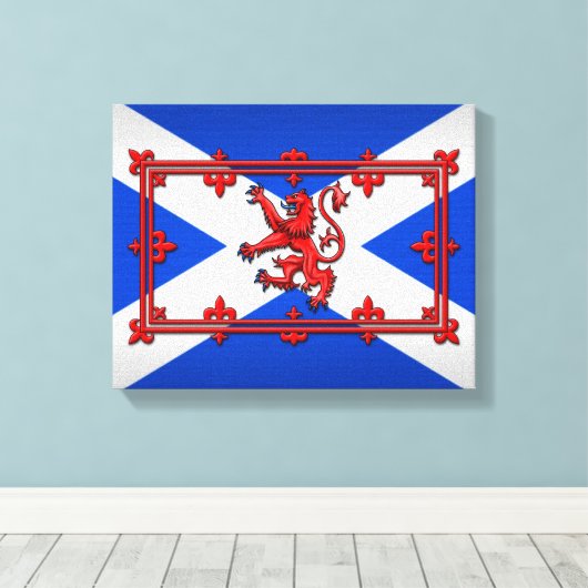 Lion Rampant op de Schotse vlag Canvas Afdruk (Insitu (Houten vloer))