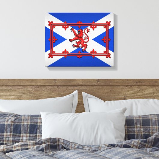 Lion Rampant op de Schotse vlag Canvas Afdruk (Insitu (Slaapkamer))