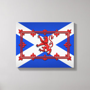 Lion Rampant op de Schotse vlag Canvas Afdruk