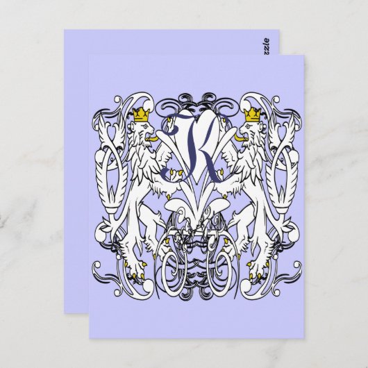 Lion Rampant Renaissance Wedding Briefkaart (Voorkant / Achterkant)