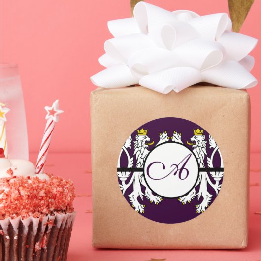 Lion Rampant Renaissance Wedding Ronde Sticker (Feest)