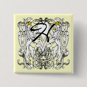 Lion Rampant Renaissance Wedding Vierkante Button 5,1 Cm