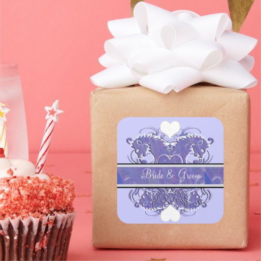 Lion Rampant Renaissance Wedding Vierkante Sticker (Feest)