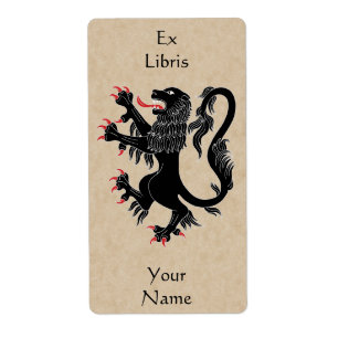 Lion Rampant Sable Bookplaat Etiket