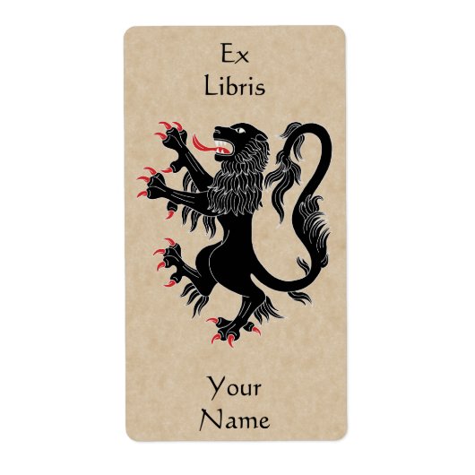 Lion Rampant Sable Bookplaat Etiket (Voorkant)