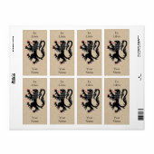Lion Rampant Sable Bookplaat Etiket (Full Sheet)