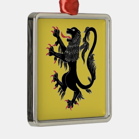 Lion Rampant Sable Metalen Ornament (Rechts)
