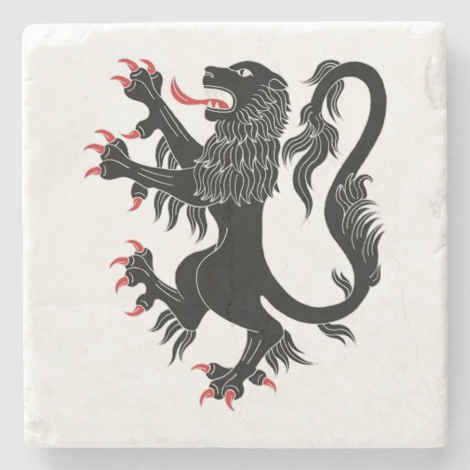 Lion Rampant Sable Stenen Onderzetter (Voorkant)