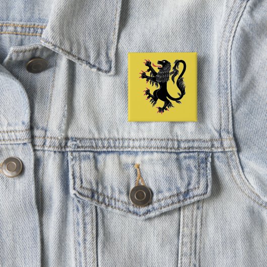 Lion Rampant Sable Vierkante Button 5,1 Cm (In situ)