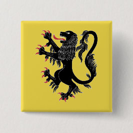 Lion Rampant Sable Vierkante Button 5,1 Cm