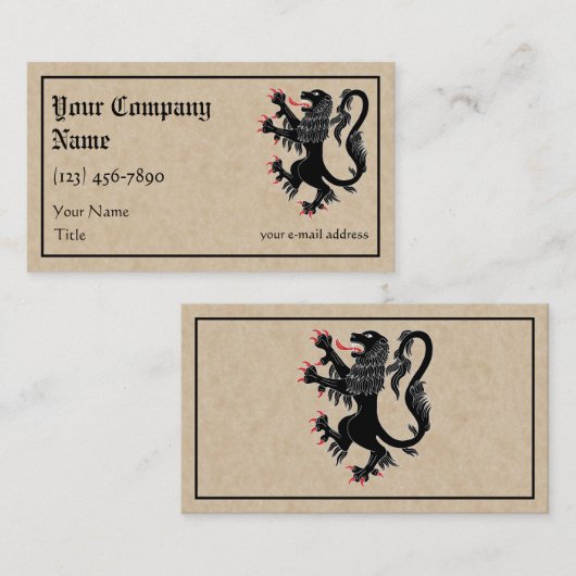Lion Rampant Sable Visitekaartje (Voorkant / Achterkant)