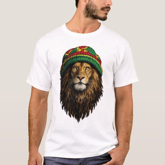Lion Rasta Hoed T-Shirt – Chill Urban Design (Voorkant)