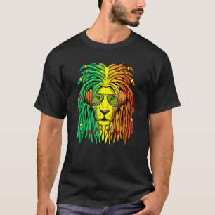 Lion Rasta Kleuren Reggae Hoofdtelefoon Dreadlocks T-shirt