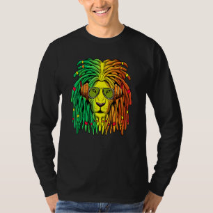 Lion Rasta Kleuren Reggae Hoofdtelefoon Dreadlocks T-shirt