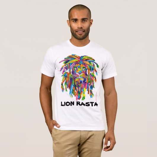 Lion Rasta Rastafarian Dreadlocks Art t shirt (Voorkant volledig)