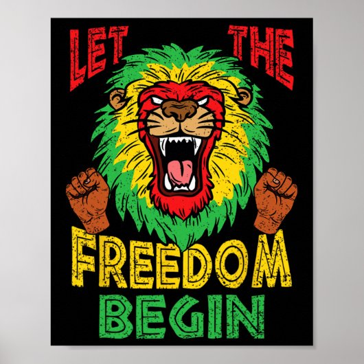 Lion Rasta Vrijheid Juneteenth Zwarte Geschiedenis Poster (Voorkant)