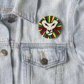 Lion Rastafari Colored Mane Ronde Button 5,7 Cm (In situ)