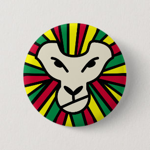 Lion Rastafari Colored Mane Ronde Button 5,7 Cm