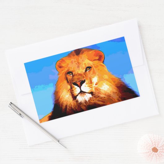 Lion Rechthoekige Sticker (Envelop)