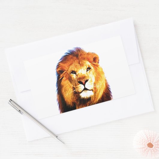 Lion Rechthoekige Sticker (Envelop)