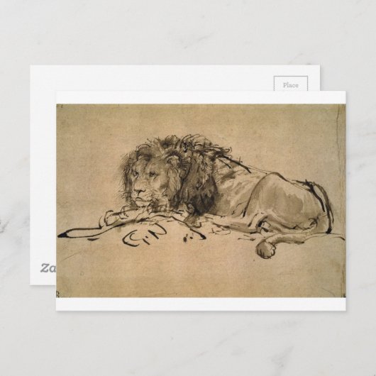 Lion Resting by Rembrandt Briefkaart (Voorkant / Achterkant)