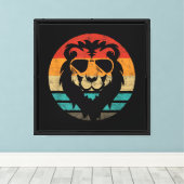 Lion Retro Style Canvas Afdruk (Insitu (Houten vloer))