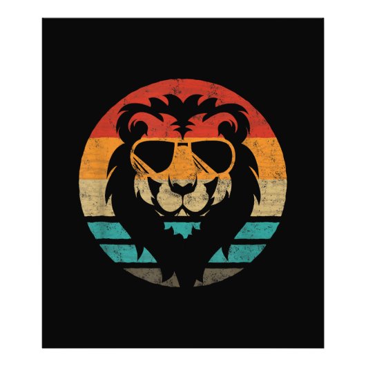 Lion Retro Style Foto Afdruk (Voorkant)