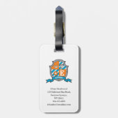 Lion ridders crest gepersonaliseerde naam en adres bagagelabel (Achterkant verticaal)