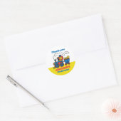 Lion Riding Train Kinderen op zaterdag Ronde Sticker (Envelop)
