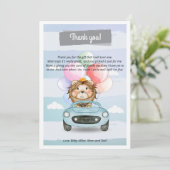 Lion rijden baby shower bedankt kaart (Staand voorkant)