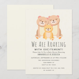 Lion Roaring Excitement 2 moeders Baby shower Kaart