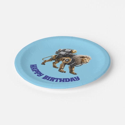 Lion Robot Papieren Bordje (Gekanteld)