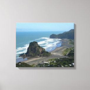 Lion Rock Piha Beach Auckland West Coast Canvas Afdruk