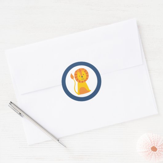 LION Ronde Sticker Pas deze dierentuin Dierenfeest (Envelop)
