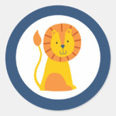 LION Round Sticker Customize this Zoo Animal Party (Voorkant)