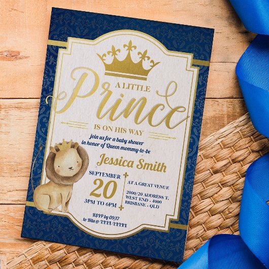 Lion Royal Prince Baby shower Kaart