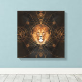 Lion Sacred Geometry Digital Art Canvas Afdruk (Insitu (Houten vloer))