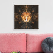 Lion Sacred Geometry Digital Art Canvas Afdruk (Insitu (Woonkamer))